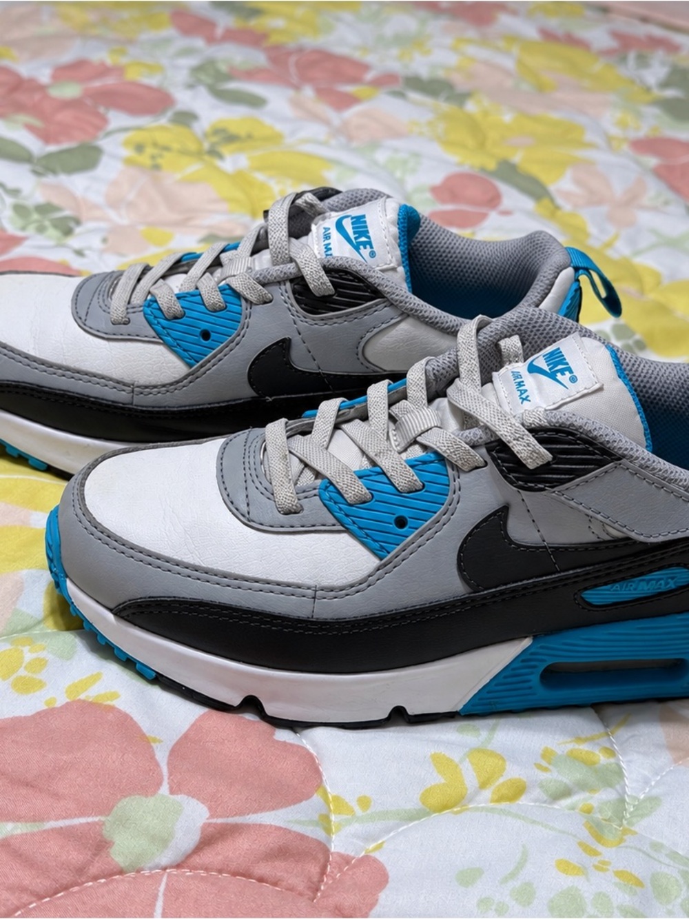 Nike Air Max 90 EasyOn kids 2.5Y grey blue sneakers